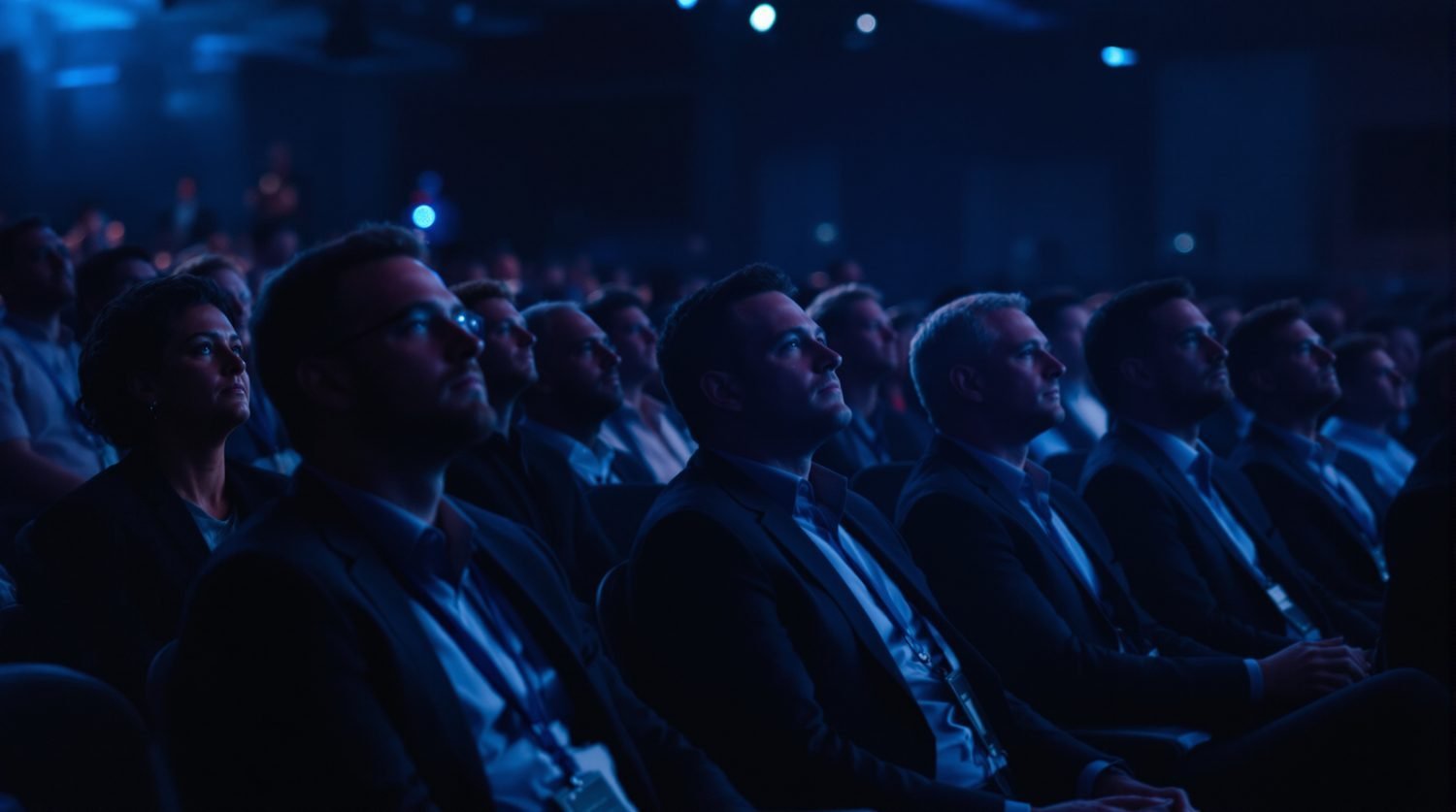Rows of attentive delegates at a leadership forum