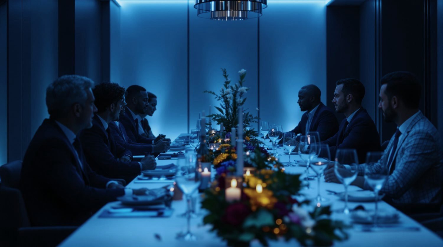 A private executive off-site dinner in a modern venue
